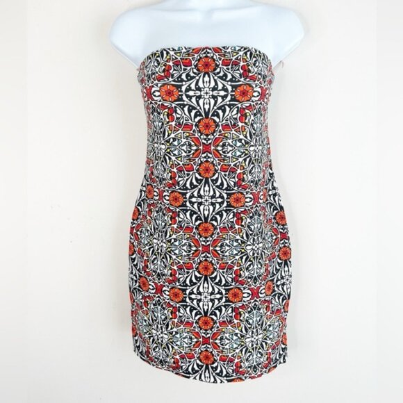 Forever 21 Women's Strapless Mini Dress Printed Southwestern Festival Boho Sz M - Picture 4 of 11
